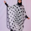 Kimono Pareo - Tesettür Pareo - Puantiyeli Beyaz 240x135 Cm