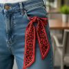 Kırmızı Leopar Şeritli Fular Bandana Estascarf 7,5x100cm