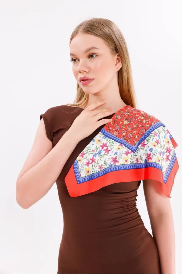 Kırmızı Rüya Model Fular Estascarf 48 x 48 Cm