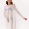 Kısa Kimono Pareo - Tesettür Pareo - Esnek Likralı Tül Beyaz 180x135 Cm