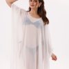 Kısa Kimono Pareo - Tesettür Pareo - Esnek Likralı Tül Beyaz 180x135 Cm
