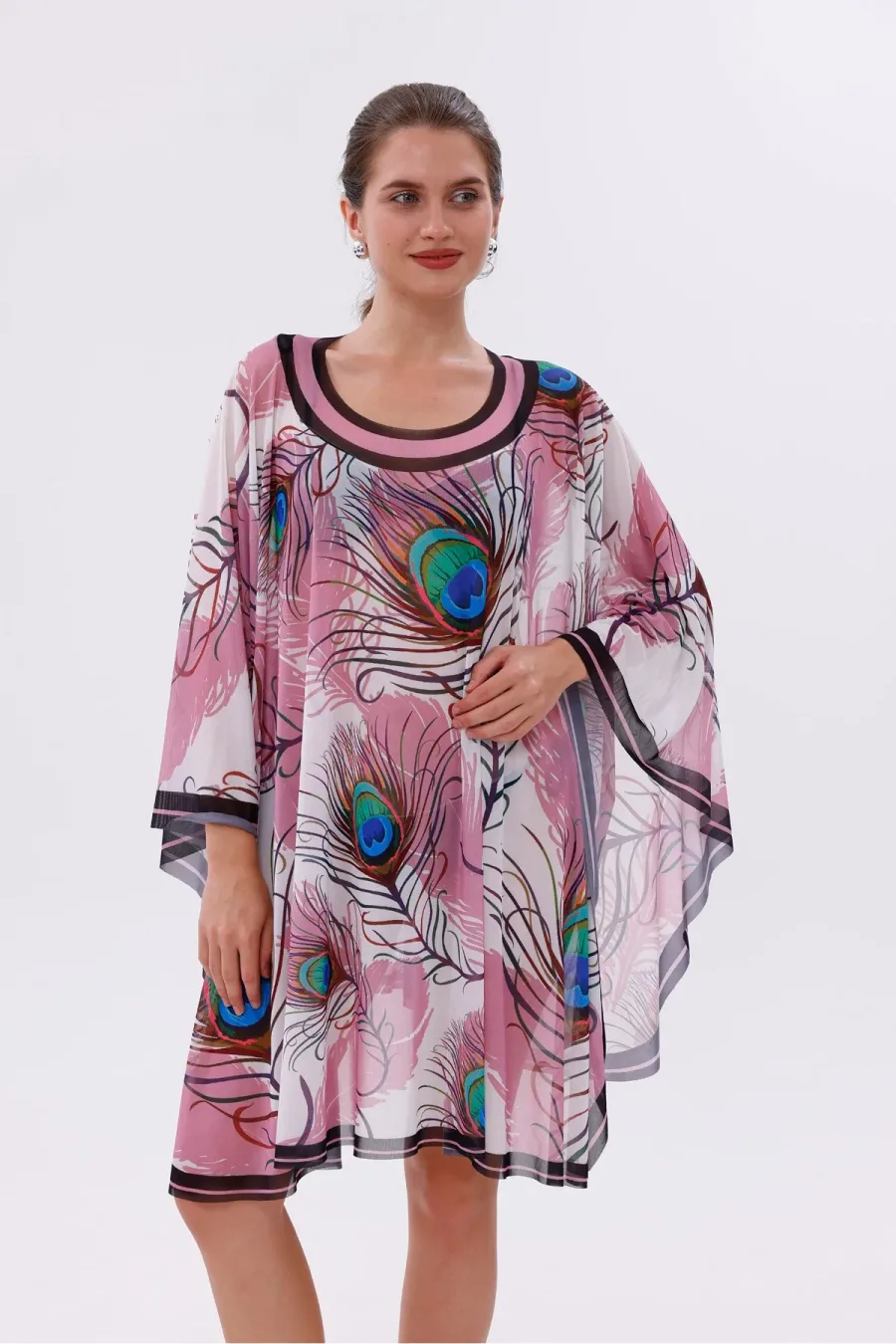 Kısa Kimono Pareo - Tesettür Pareo - Esnek Likralı Tül Beyaz 180x135 Cm