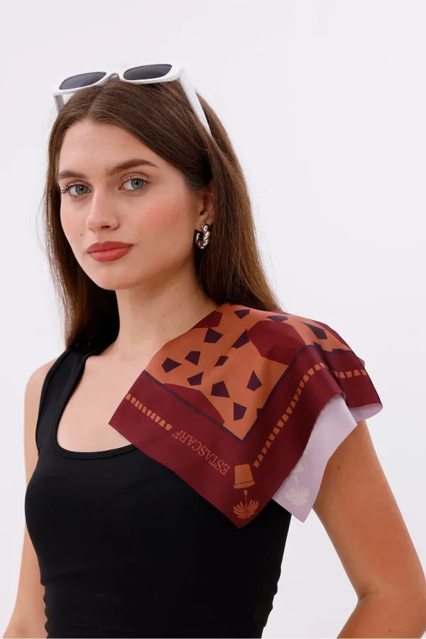 Koyu Bordo Terrazzo - Madrid Model Fular Estascarf