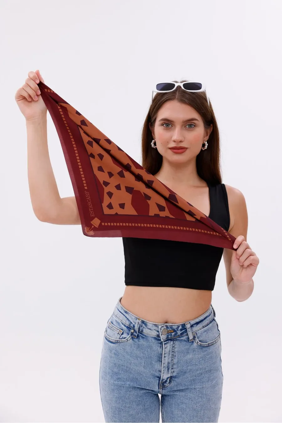 Koyu Bordo Terrazzo - Madrid Model Fular Estascarf