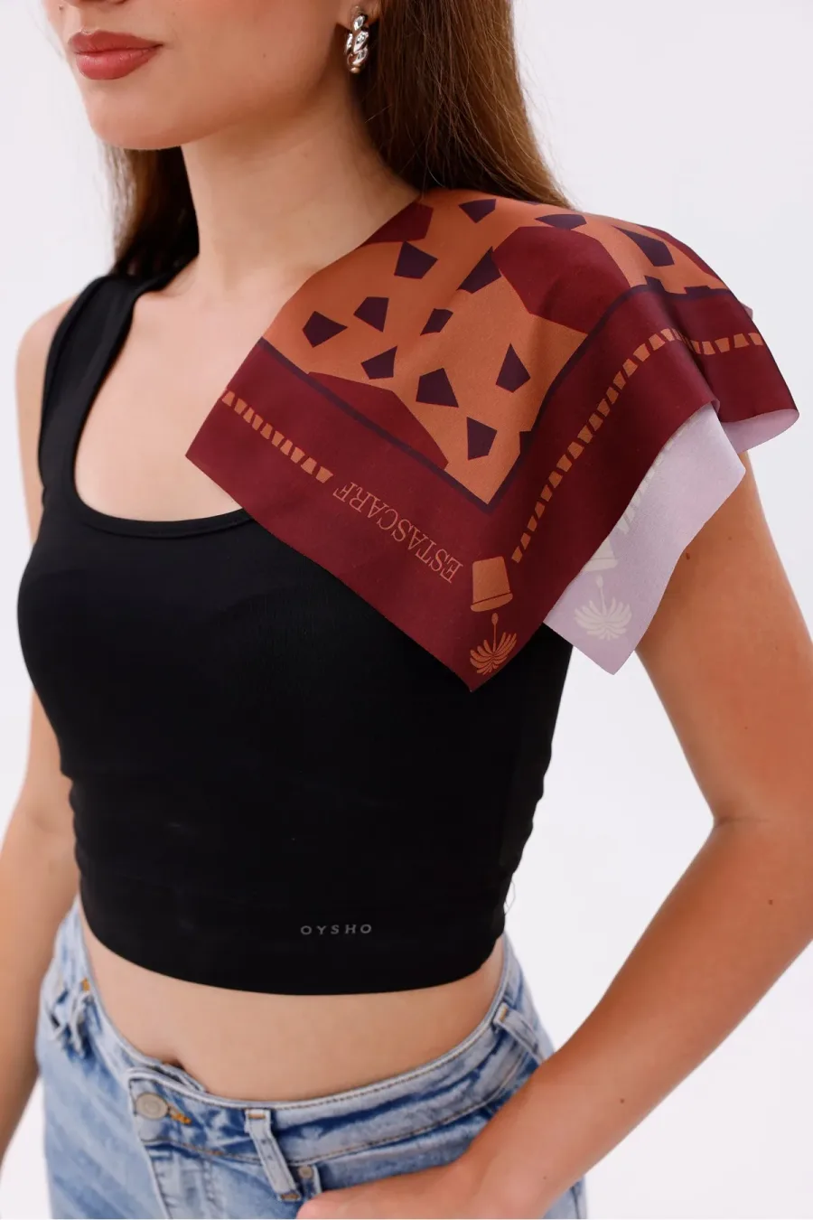 Koyu Bordo Terrazzo - Madrid Model Fular Estascarf