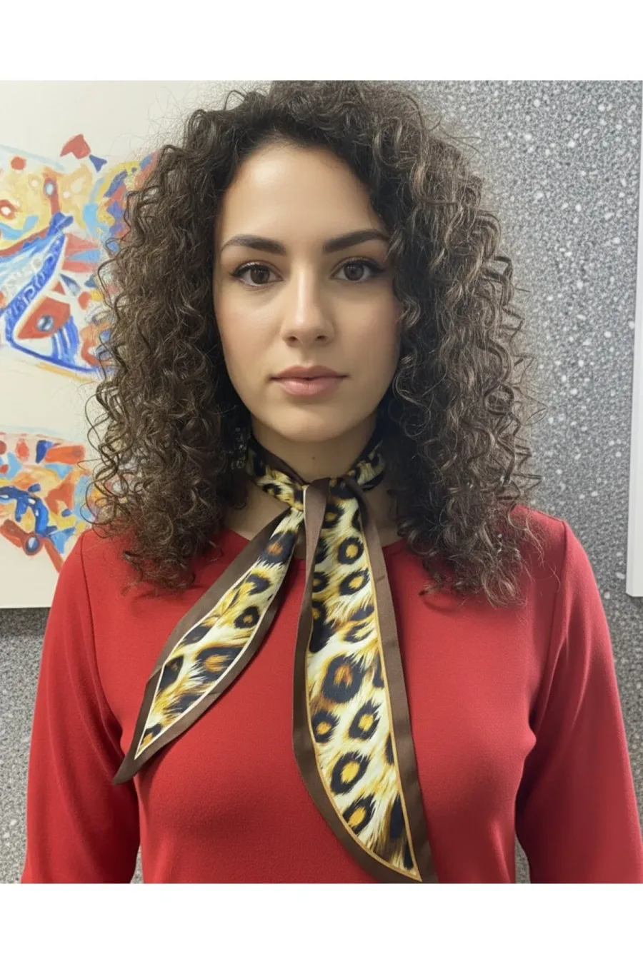 Leopar Şeritli Fular Bandana Estascarf 7,5x100cm
