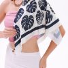Monstera Yaprakları Model Fular Bandana Şal Estascarf 70x70 Cm