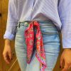 Pembe Çiçek Desenli Fular Estascarf