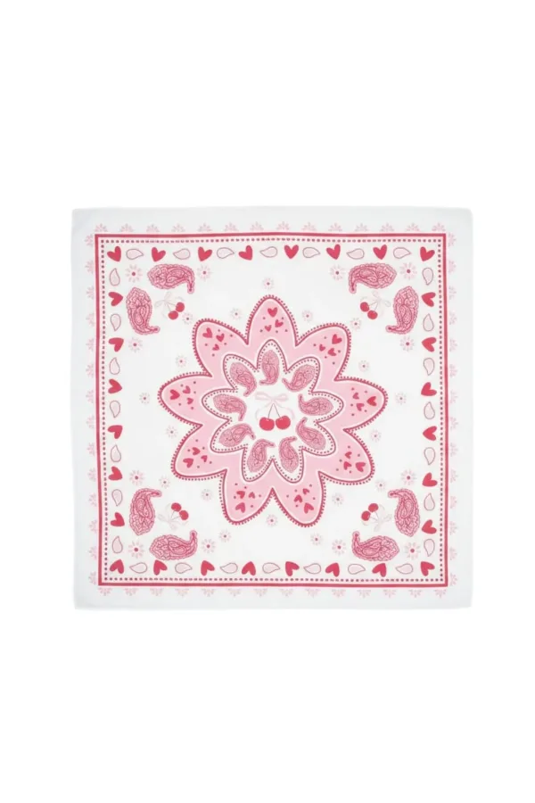 Pembe Kalp Fular Bandana Estascarf 48x48 Cm