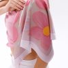 Pembe Rüya Çiçekleri Model Fular Bandana Şal Estascarf 70x70 Cm