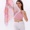 Pembe Rüya Çiçekleri Model Fular Bandana Şal Estascarf 70x70 Cm