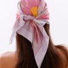 Pembe Rüya Çiçekleri Model Fular Bandana Şal Estascarf 70x70 Cm