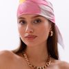 Pembe Rüya Çiçekleri Model Fular Bandana Şal Estascarf 70x70 Cm