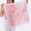Pembe Rüya Çiçekleri Model Fular Bandana Şal Estascarf 70x70 Cm