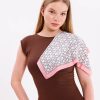 Pembe Zincir Model Fular Estascarf 48 x 48 Cm
