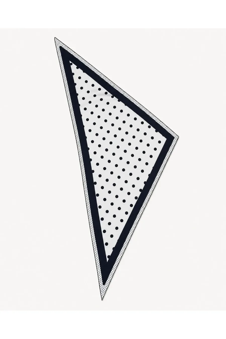 Premium Bordürlü Puantiye Üçgen Fular – Siyah Beyaz 46x127cm