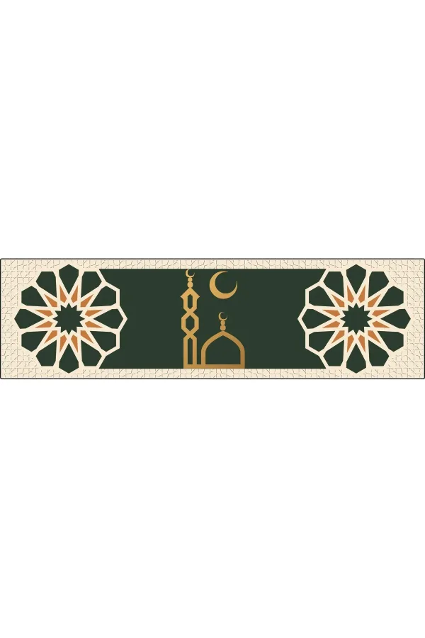 Ramazan Ayı Motifli Dijital Baskılı Runner Masa Örtüsü 40x140 cm
