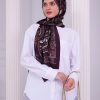 Retro Desenli Kadın Şal Bordo Estascarf