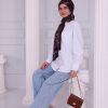Retro Desenli Kadın Şal Bordo Estascarf