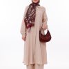 Retro Desenli Kadın Şal Bordo Estascarf