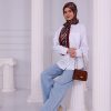 Retro Desenli Kadın Şal Bordo Estascarf