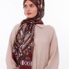 Retro Desenli Kadın Şal Bordo Estascarf