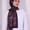Retro Desenli Kadın Şal Bordo Estascarf