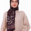 Retro Desenli Kadın Şal Bordo Estascarf