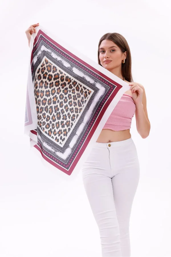 Safari Leopar Model Fular Bandana Şal Estascarf 70x70 Cm