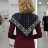 Saray Motif Lacivert Üçgen Fular Bandana Estacraft - 100x45 cm