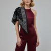 Saray Motif Siyah Üçgen Fular Bandana Estacraft - 100x45 cm