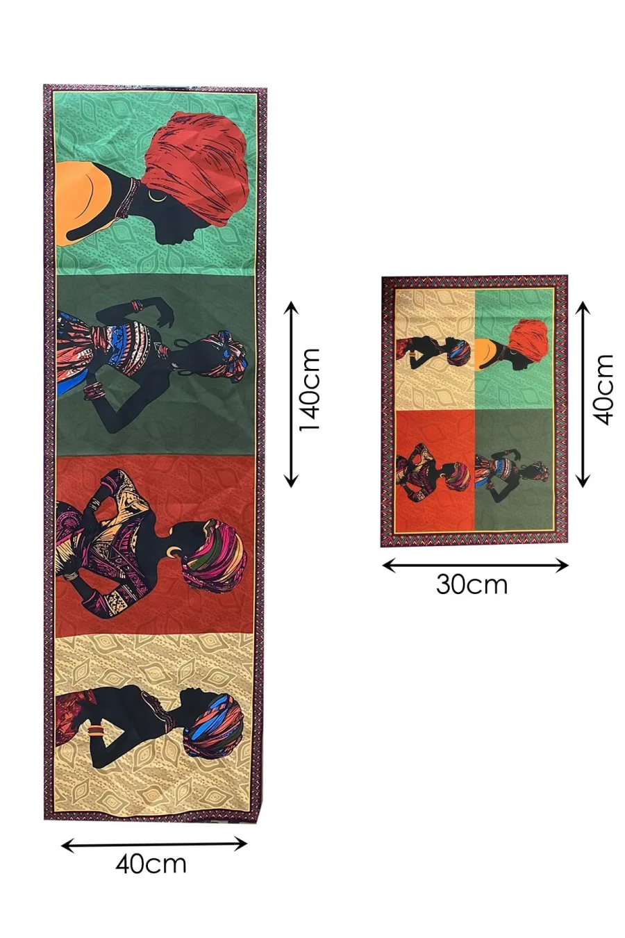 Savana – 3D Kültürel Desenli Masa Runner & 4'lü Supla Takımı