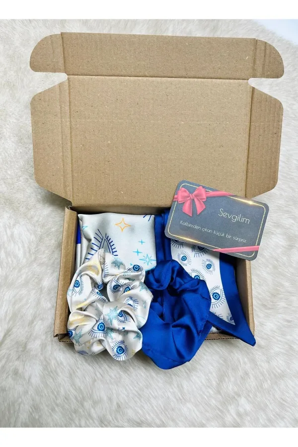 Sevgililer Günü Özel Blue Fular Toka Bandana Hediye Seti