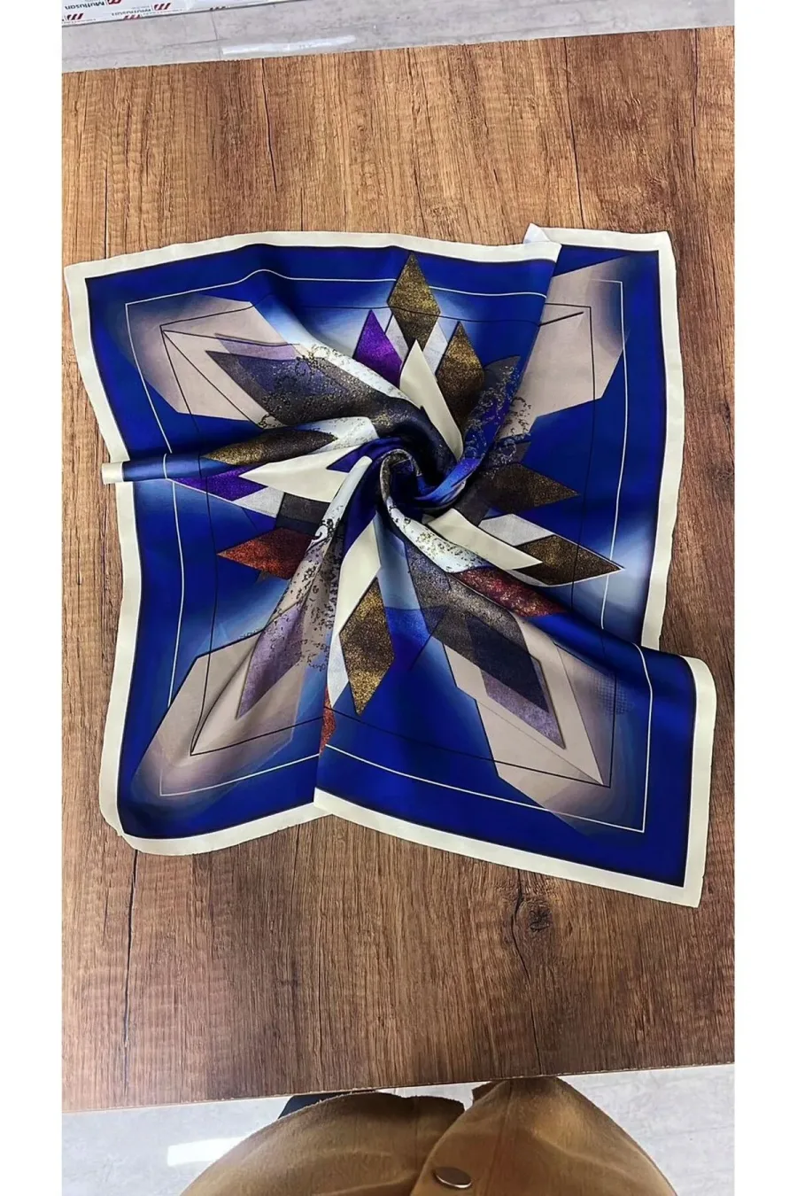 Şifon Saten Fular Desenli Bandana aksesuar