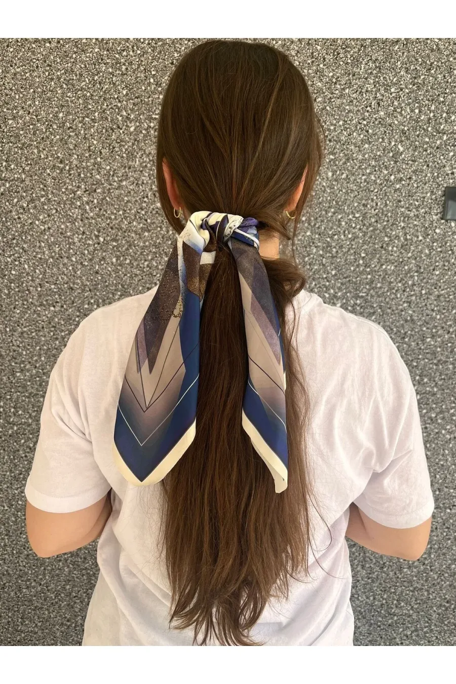 Şifon Saten Fular Desenli Bandana aksesuar