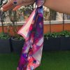 Şifon Saten Fular Desenli Fular Bandana Aksesuar