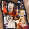 Şifon Saten Fular Desenli Fular Bandana
