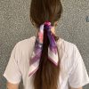 Şifon Saten Fular Desenli Fular Bandana Aksesuar