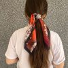 Şifon Saten Fular Desenli Fular Bandana