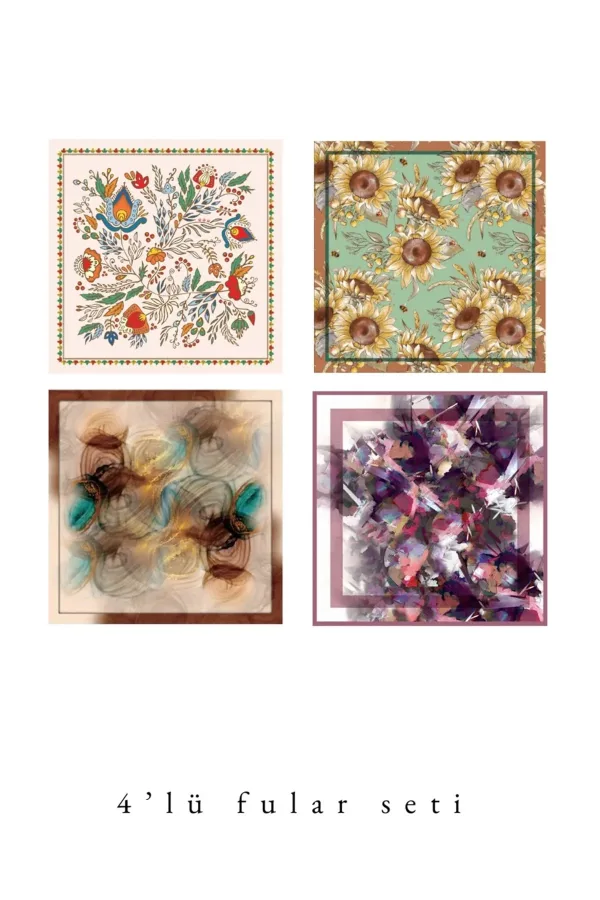 Şıklık Serisi 4'lü Fular Set Estascarf 48x48cm