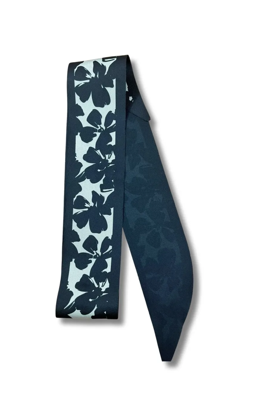 Siyah Çiçek Fular Bandana – Estascarf 100x6,5 cm