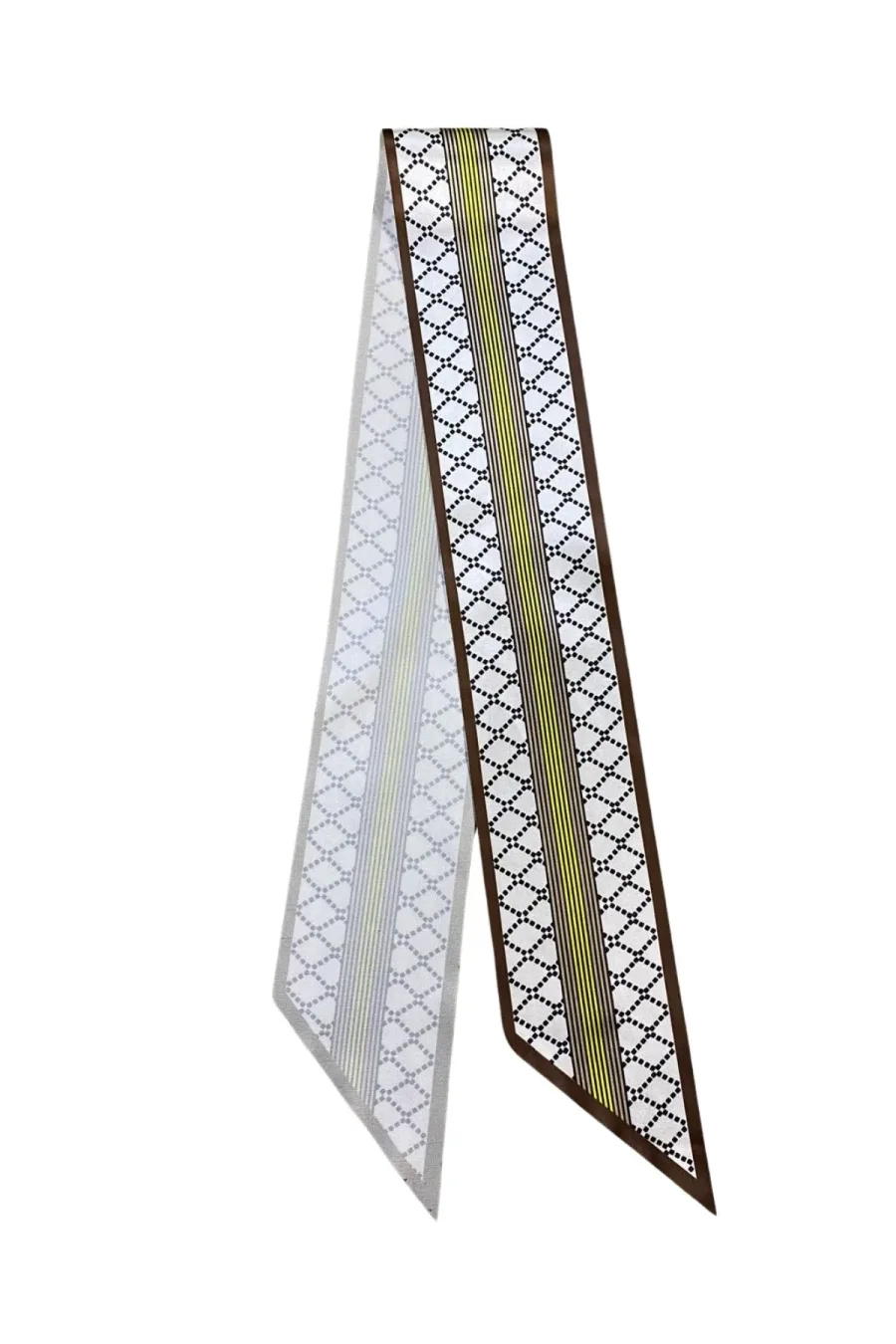 Tarzını Seç Asil Çizgi Desenli Kahverengi Kravat / Eşarp / Fular 105x9 cm