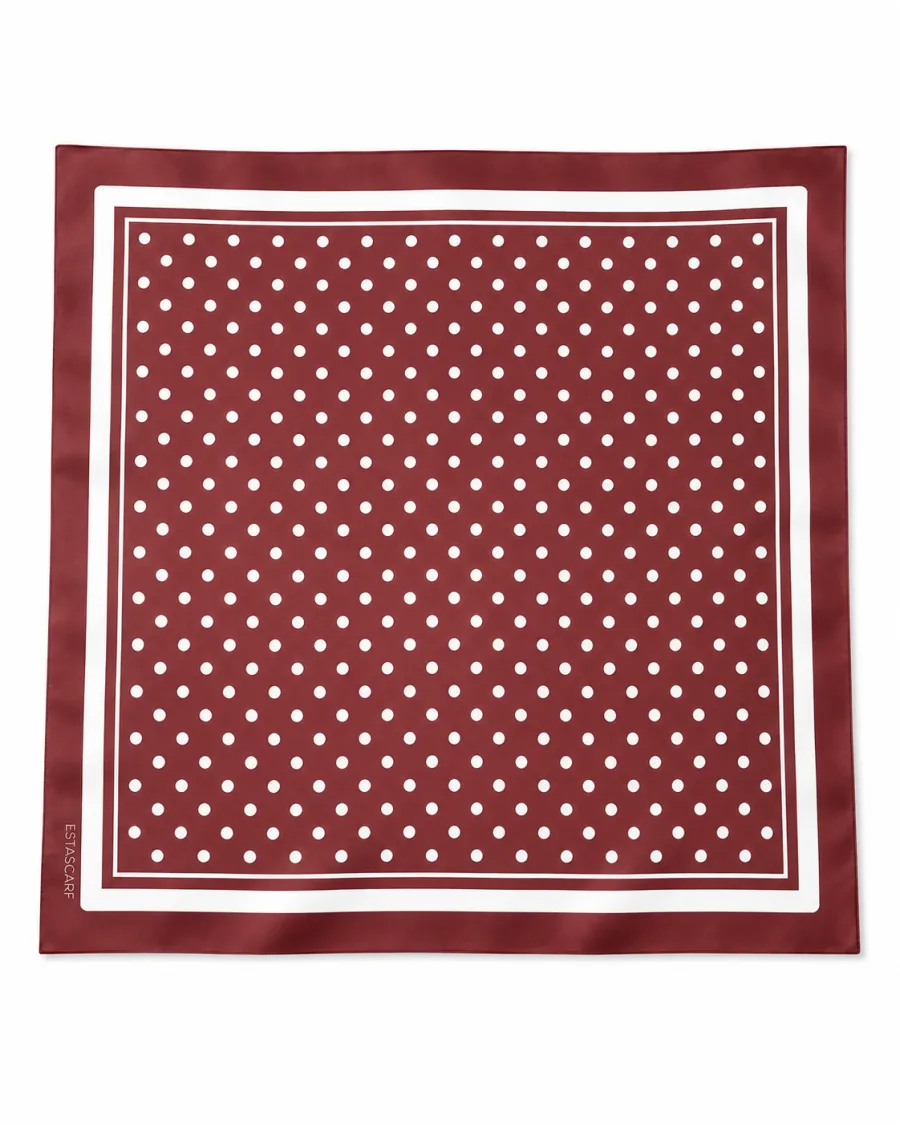 Tarzını Seç Bordeaux – Bordo Puantiye Desenli Fular 70 x 70 cm