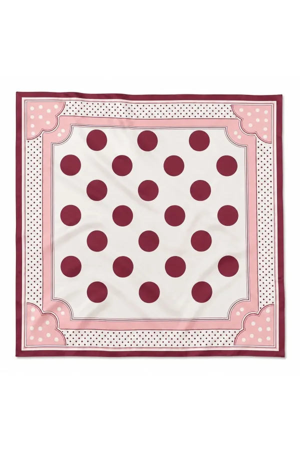 Tarzını Seç Bordo Puantiye Desenli Fular / Bandana 70x70 cm