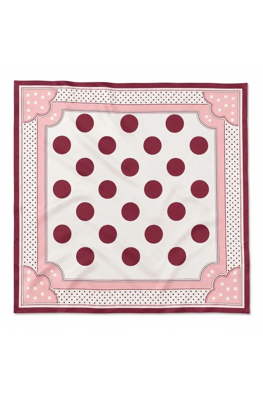 Tarzını Seç Bordo Puantiye Desenli Fular / Bandana 70x70 cm