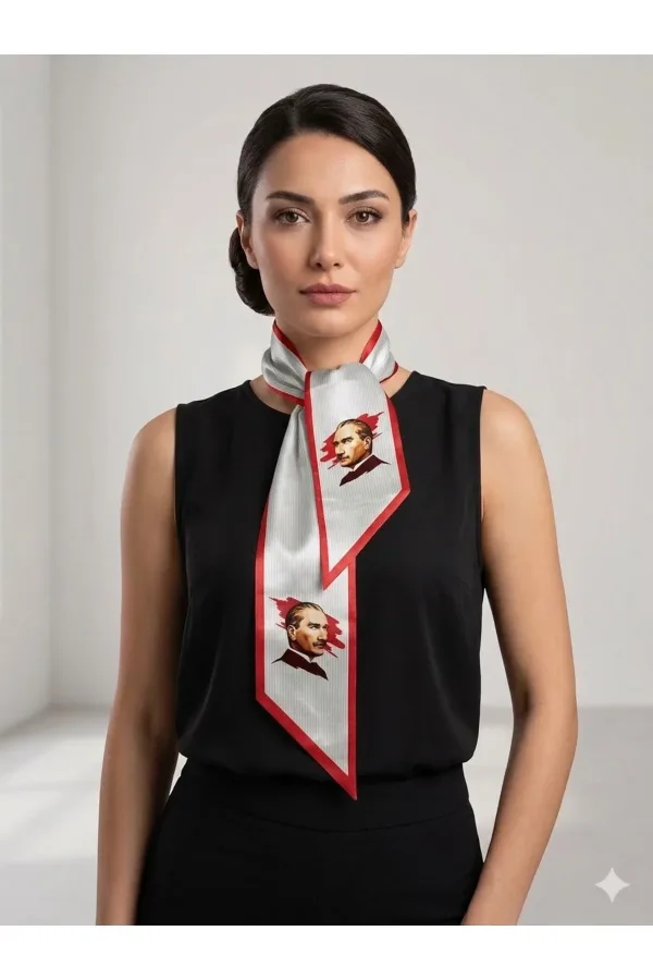 Tarzını Seç Çizgili Atatürk Silüet Kravat Şerit / Eşarp / Fular 105x9 cm Tarzını Seç Çizgili Atatürk Silüet Kravat Şerit / Eşarp / Fular 105x9 cm