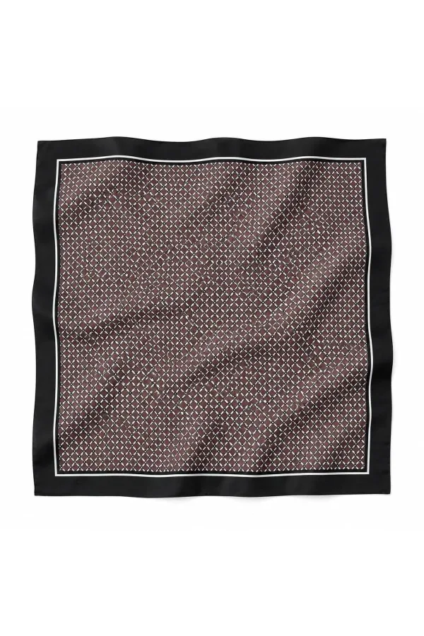 Tarzını Seç Kahve Siyah Geometrik Desenli Fular / Bandana 70x70cm