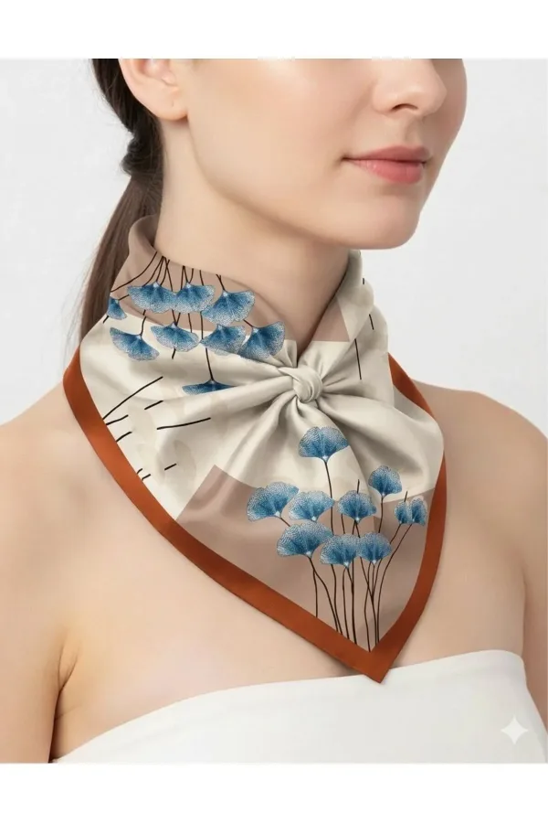 Tarzını Seç Kahverengi Ginkgo Fular / Bandana / Aksesuar 48x48 cm Tarzını Seç Kahverengi Ginkgo Fular / Bandana / Aksesuar 48x48 cm