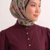 Tarzını Seç Kahverengi Gül Fular / Bandana / Aksesuar / Eşarp 90x90 cm