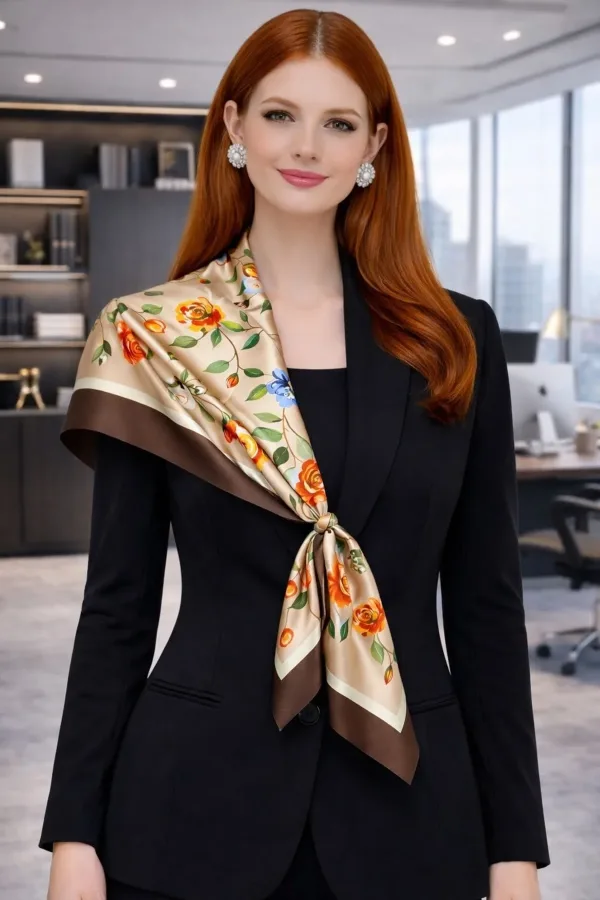 Tarzını Seç Kahverengi Gül Fular / Bandana / Aksesuar / Şal / Eşarp 70x70 Tarzını Seç Kahverengi Gül Fular / Bandana / Aksesuar / Şal / Eşarp 70x70